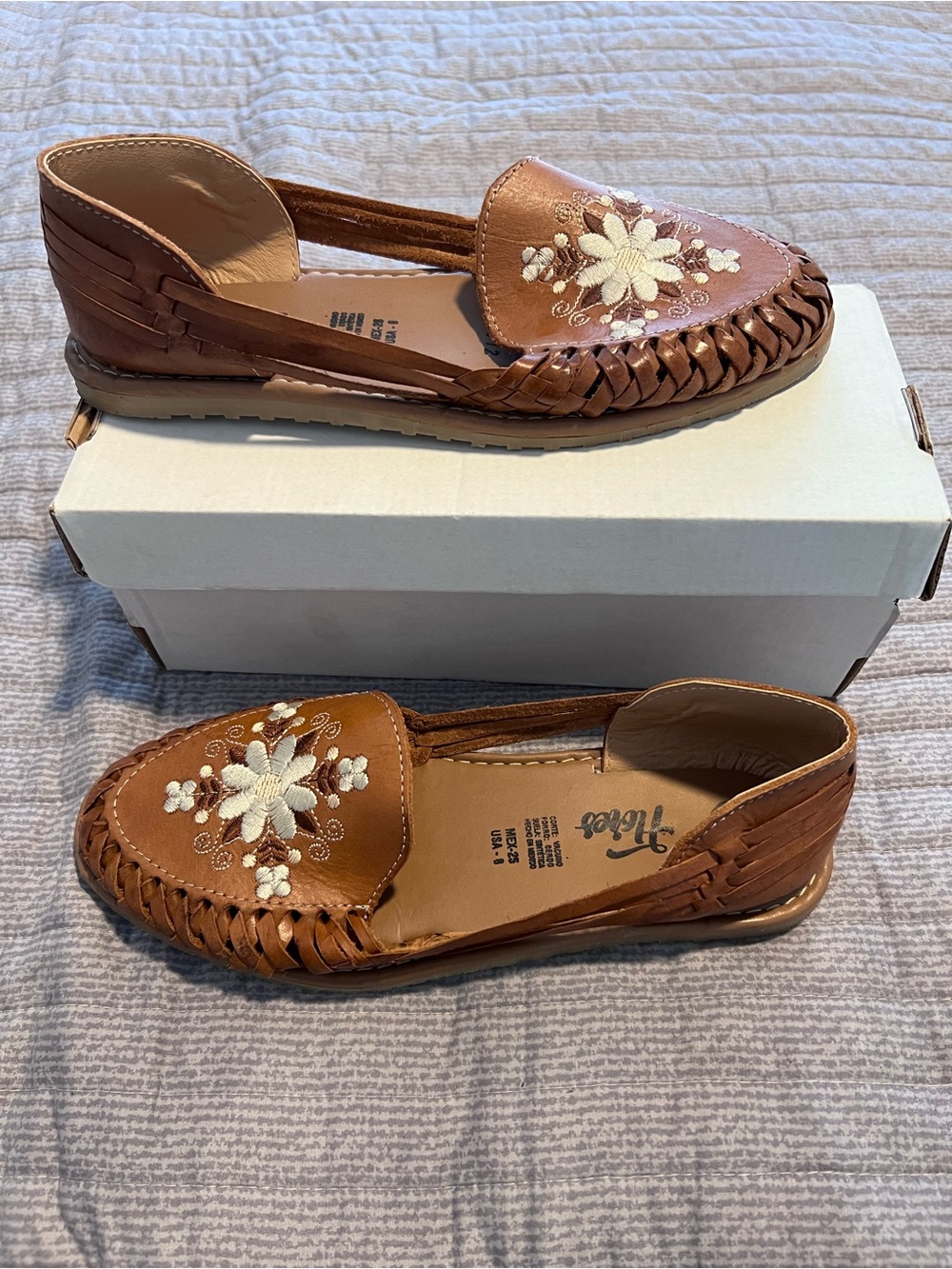 Women Brown Embroidered Slip-On Shoes